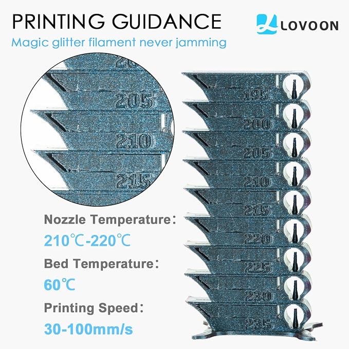 LOVOON 3D PLA Filament 1.75mm Sparkle Glitter, Burnt Titanium 3D Printer - Image 5