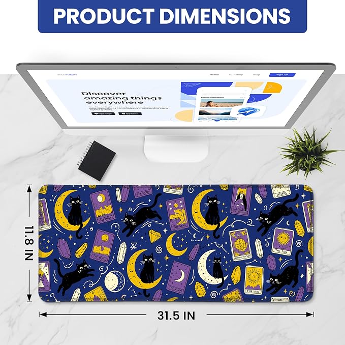 Aesthetic Desk Mat, Cute Mystic Cat Desk Pad Protector - Image 2