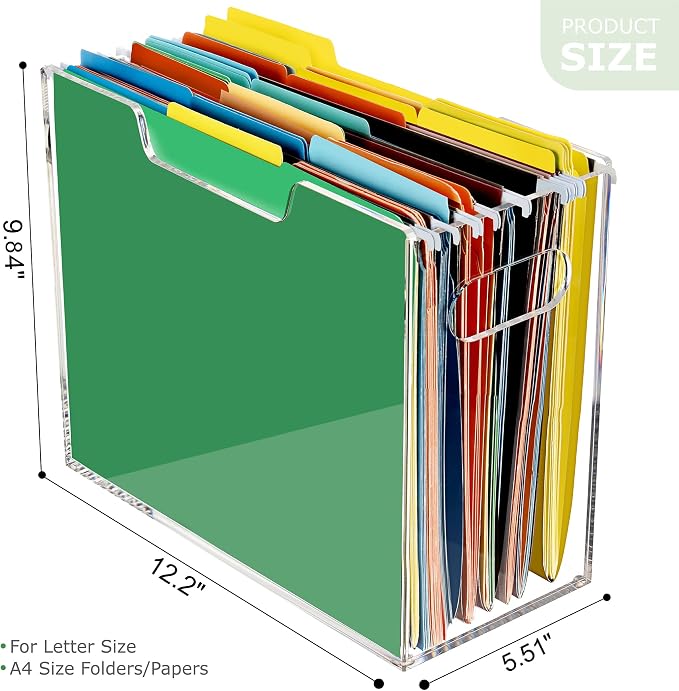DINGHUO Acrylic File Organizer for Desk, Letter Size Hanging File Folder Holder - Image 4