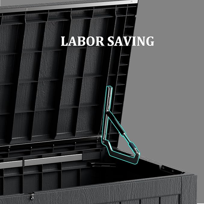 270 Gallon Lockable Resin Deck Box, Waterproof & UV-Resistant Outdoor Storage Box for Outdoor Cushion Storage, Garden Tools & Pool Accessories Storage, Black-DeskLoop Office