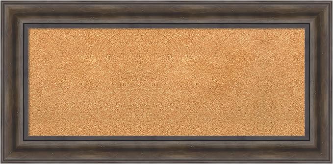Amanti Art Natural Cork Board for Wall, 17x35 Vision Board with Brown Wood Frame, Medium Corkboard Office Decor for Home Organization, Country Rustic Corkboard Pinboard to Display Items for Home-DeskLoop Office