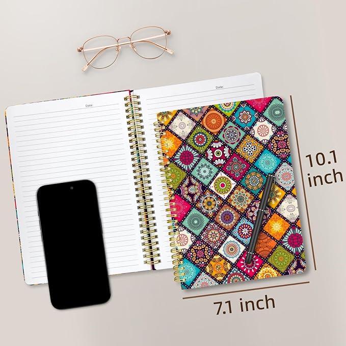 Cute Spiral Notebook journal B5 Aesthetic Pretty Design for Women Girls Kawaii with Pocket, 10 x 7.2 inch, Lined, Art-DeskLoop Office