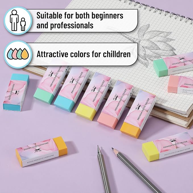 Mr. Pen- Pencil Eraser, 10 Pack | Large Latex Free Vinyl Block Erasers - Image 5