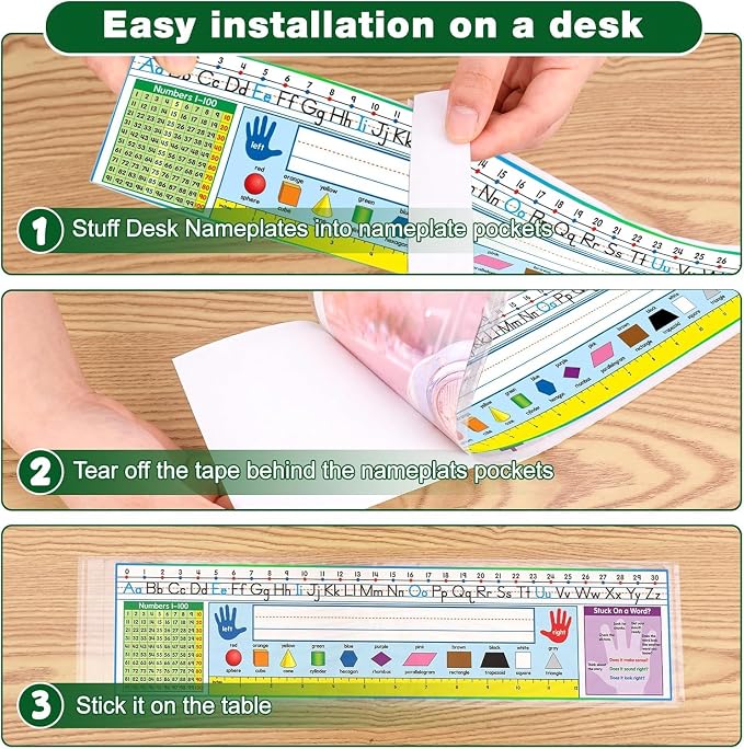 Meetory 40 PCS Upgraded Nameplate Pocket, 18.5" x 4.9" Self Adhesive Desk - Image 5