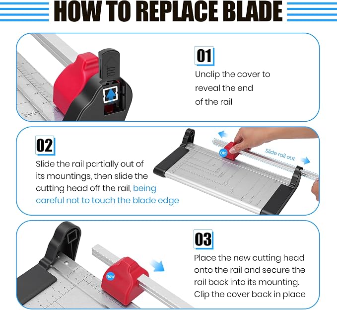 Rotary Paper Trimmer, Heavy Duty Stainless Steel Paper Cutter Sliding - Image 5