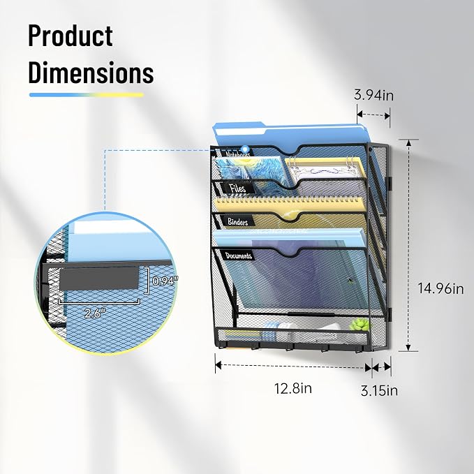 SUPEASY 5 Tier Wall File Organizer - Image 2