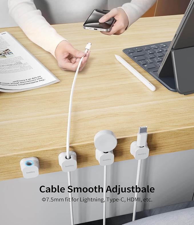 9 Pack Magnetic Cable Clips Cord Holder, Desk Cable Management Accessories - Image 4