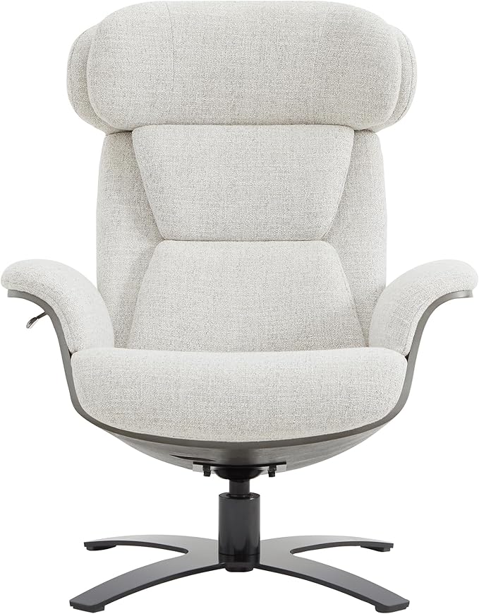 CHITA Fabric Reclining Swivel Chair with Adjustable Headrest and Ottoman for Living Room, White (Multi-Colored)-DeskLoop Office