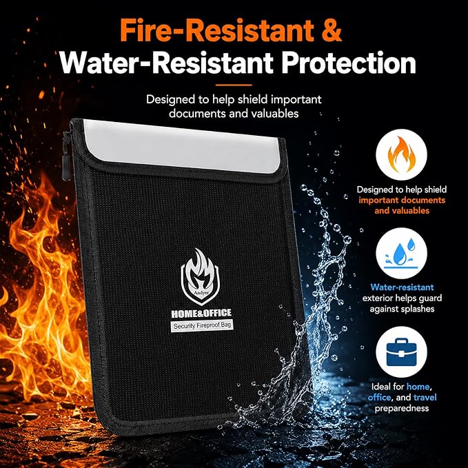 Andyer 4 Pack Fireproof Document Bags, Waterproof Document Holder | Multi-Size - Image 3