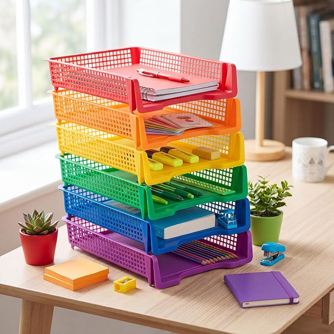 Geetery Set of 6 Turn in Trays Classroom Plastic Trays - Image 4