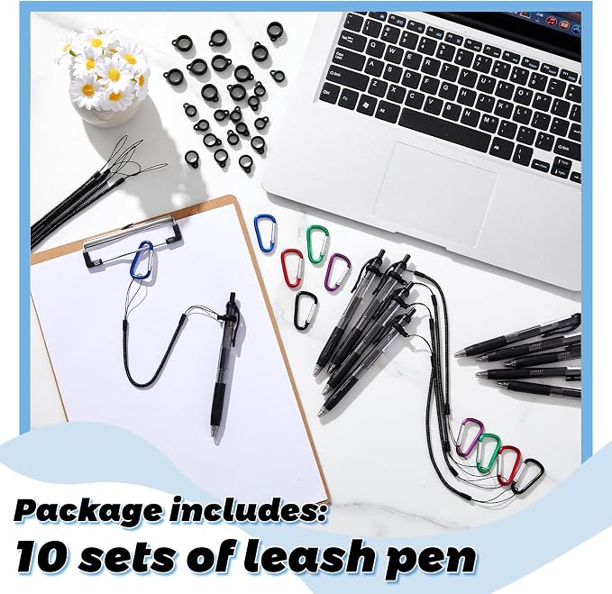 Lewtemi 10 Sets 24 Inch Pen Leash Pen Silicone Lanyard Holder - Image 3