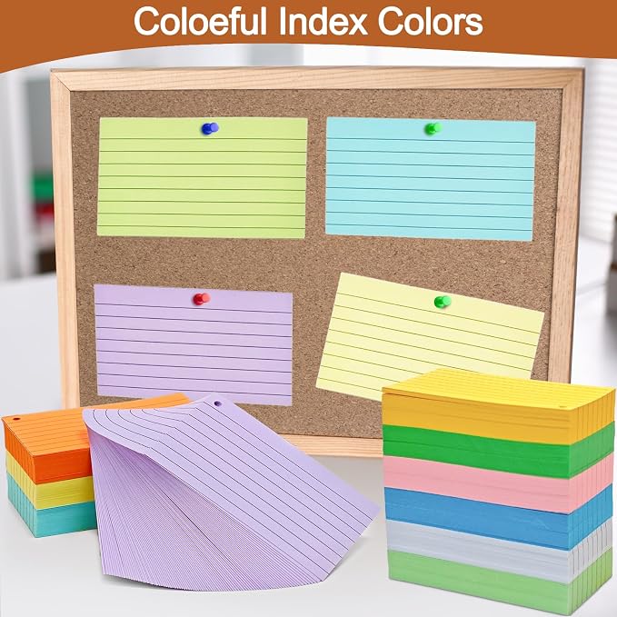 2000 Count Colored Index Cards 3x5, Lined Note Cards, Study Cards, Flash Cards - Image 5