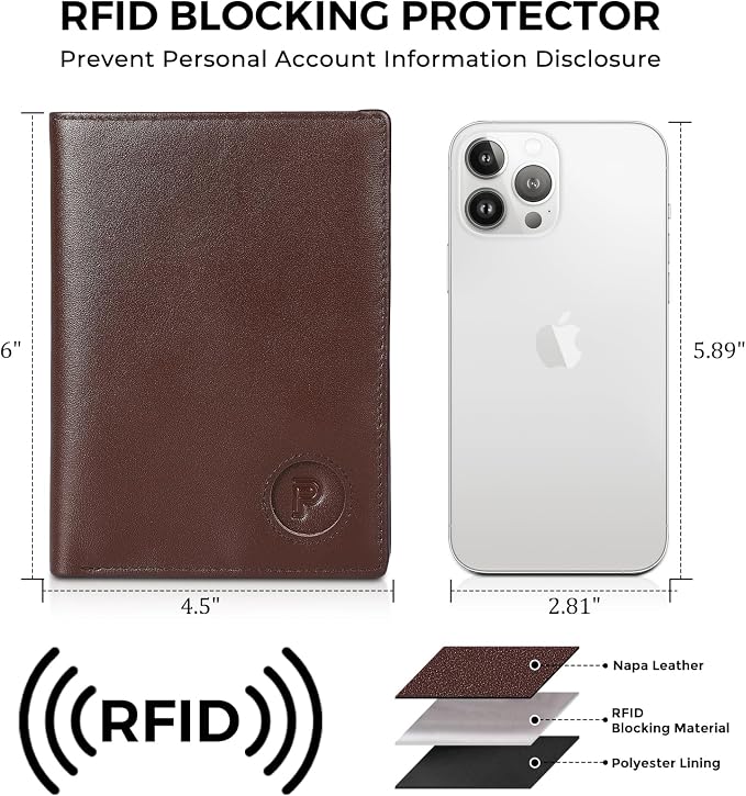 Polare Luxury RFID Blocking Leather Passport Holder Travel Wallet - Image 3