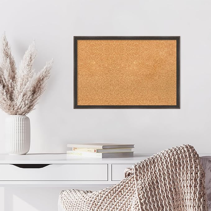 Amanti Art Natural Cork Board for Wall, 17x25 Vision Board with Brown Wood Frame, Medium Corkboard Office Decor for Home Organization, Casual Corkboard Pinboard to display items for home organization-DeskLoop Office