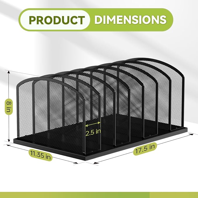 MINDEPOT Desk File Organizer 7 Sections Upright Mesh File Sorter Organizer - Image 2