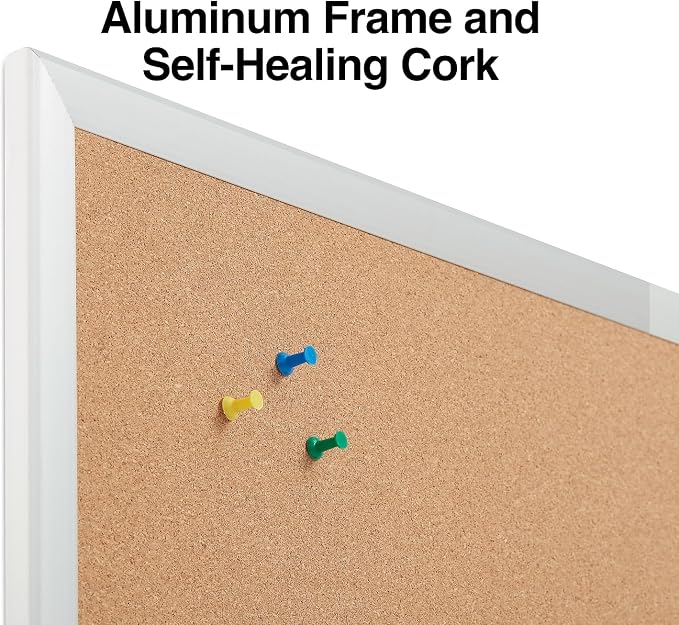 Staples Cork Bulletin Board, 5 x 3 Feet, Aluminum Frame, Vertical or Horizontal - Image 3