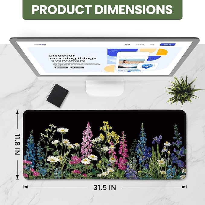 Aesthetic Desk Mat, Cute Starlit Floral Desk Pad Protector - Image 2