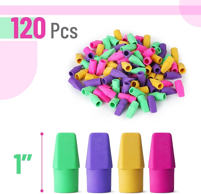 Mr. Pen- Pencil Top Erasers, 120 Pack, Latex-Free, No-Smudge | Cap Pencil - Image 2