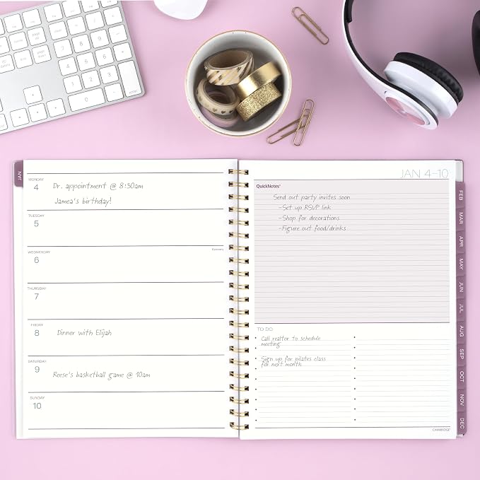 Mead Cambridge 2027 Planner, Weekly & Monthly, 8.5" x 11", Blush Blossom - Image 2