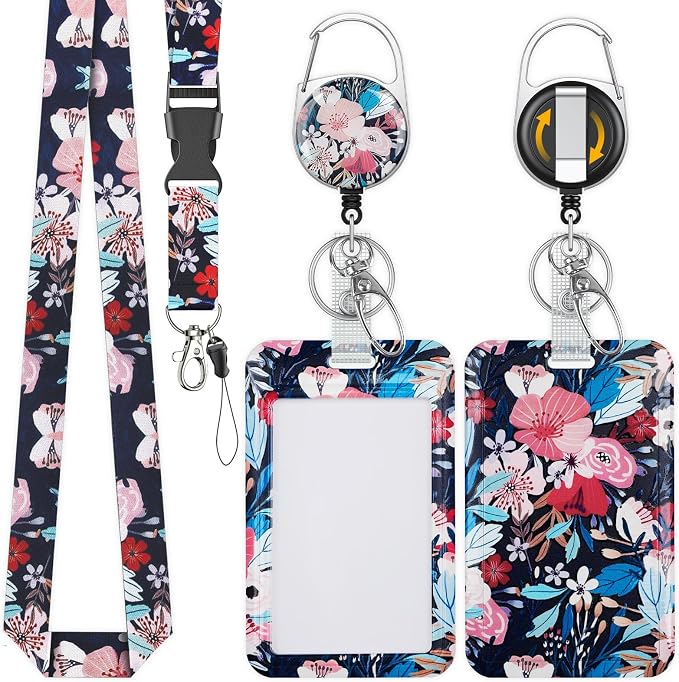 Uniclife Fashionable Sliding Badge Holder, Flower Pattern Plastic Card Holder by UnicLife