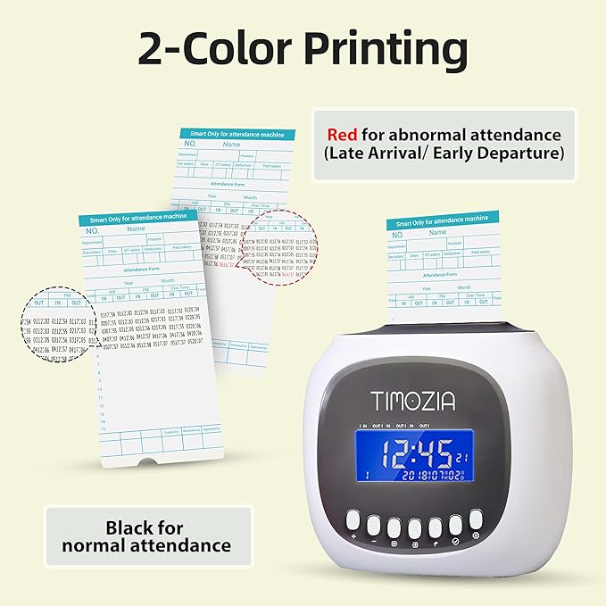 Time Clocks for Employees Small Business, Auto-Align Time Clock, 6 Punches per Day Time Machine, Clock in Machine for Employees with Time Cards, 2 Ink Ribbons and 4 Racks (White-App)-DeskLoop Office