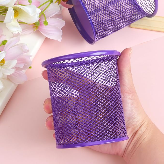 Tamaki Pen Holder Cup for Desk, Desk Organizer Wire Mesh Pencil Cup Holder for Desk Office Pen Organizer (Purple)-DeskLoop Office