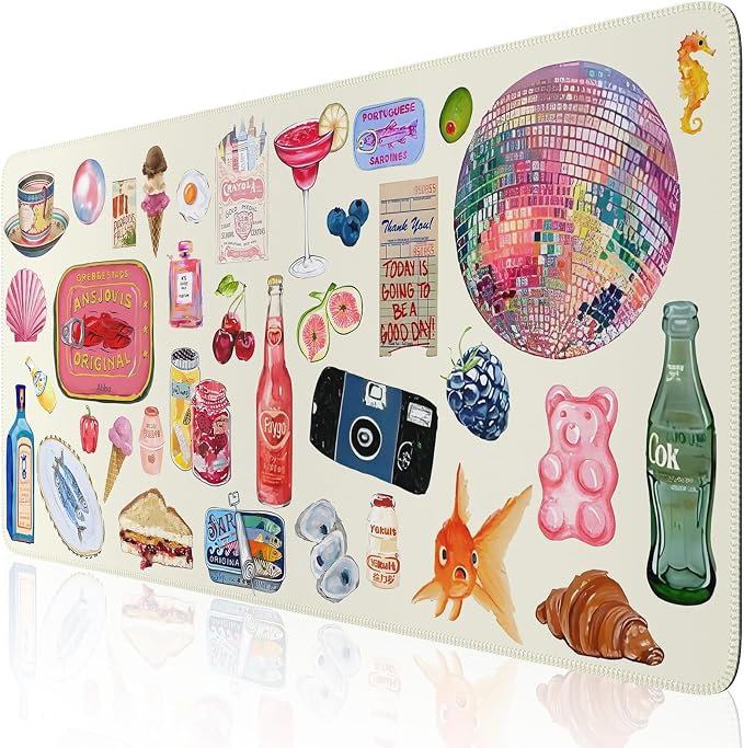 iCasso Cute Desk Mat, Large Waterproof Mouse Pad, Non-Slip Desk Protector by iCasso