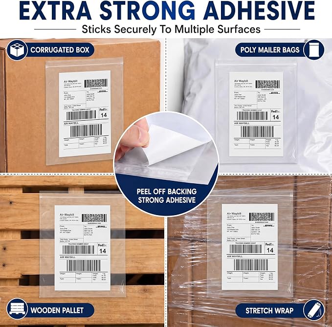 Glenmal 250 Pcs 9.5" x 12" Resealable Packing List Envelopes Clear - Image 7