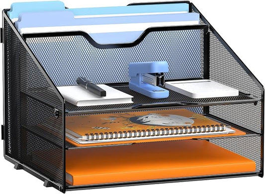 GAWERK Letter Tray Organizer, Mesh Desk File Organizer by Gawerk