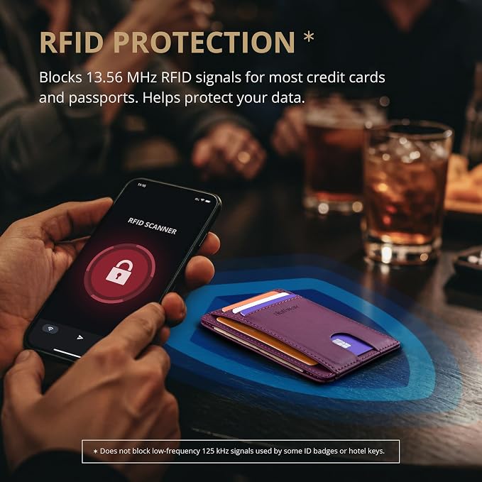 Buffway Slim Minimalist Front Pocket RFID Blocking Leather Wallets - Image 6