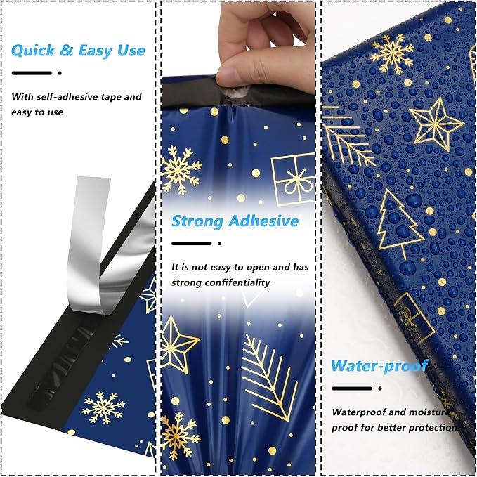 Christmas Poly Mailer 12x15.5 Inch 50 Pcs, Waterproof and Tear-Resistant - Image 3