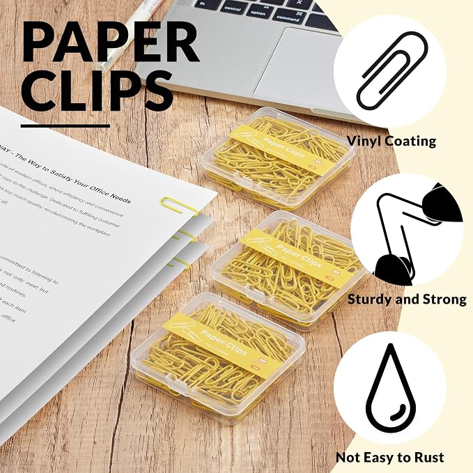 NEEWAY Small Paper Clips, 1.1 Inch Vinly Coated Colored Paperclips, 3 Pack of - Image 4