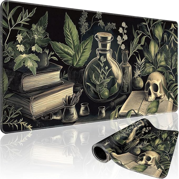 Gothic Dark Botanical Large Gaming Mouse Pad 31.5"x15.7"｜XXL Desk Mat, Non-Slip by Mcapirivo
