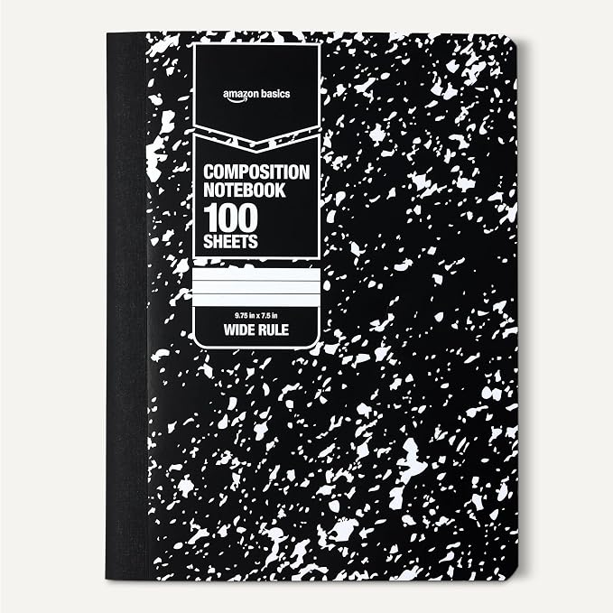 Amazon Basics Composition Notebook, Wide Ruled, 100 Sheets, 1 pack, Marble Black - Image 5