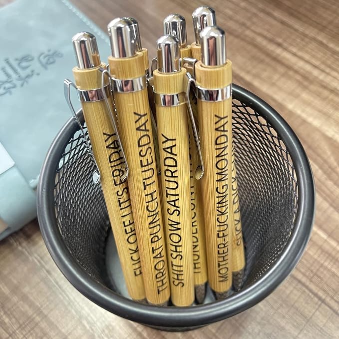 Cityhermit 7-Piece Funny Bamboo Pen Set - Image 3