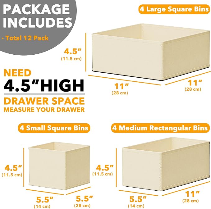 SpaceAid Drawer Organizer Clothes, 12 Pack Dresser Organizer Bins - Image 6