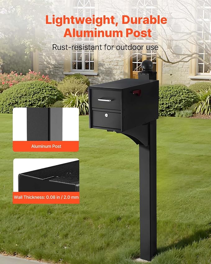VEVOR Mailbox Post, Aluminum In-Ground Mounting Mail Box Stand - Image 4