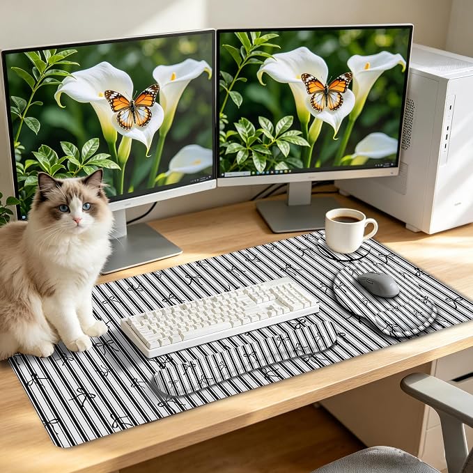 LIMKRIAN Black Striped Ergonomic Large Desk Mat Set - Image 3