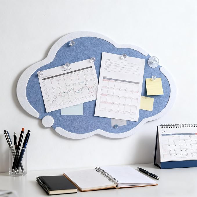 Cute Cloud Felt Board for Wall 24 x 16 Inch, Foldable Vision Board Kit - Image 7