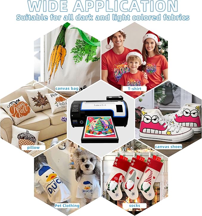 Lancelot Auto-Maintenance A3 M1630 Pro DTF Printer Transfer Printing Machine with White Ink Circulation and Auto-Film Cutter for DIY Print T-Shirt,Doule Speed for L1800/R1390 DTF Printer-DeskLoop Office