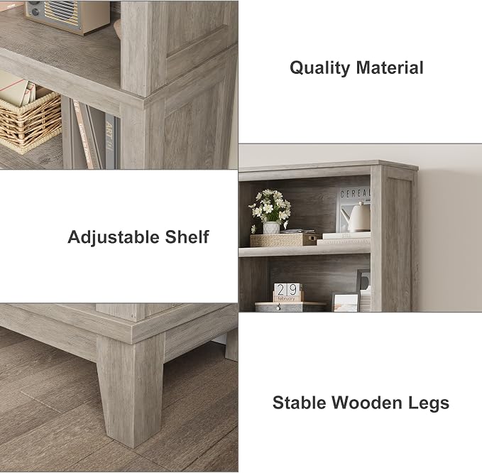 IDEALHOUSE 71" Farmhouse Bookshelf w/Adjustable Shelves & 31.5 in Whidth - Image 4