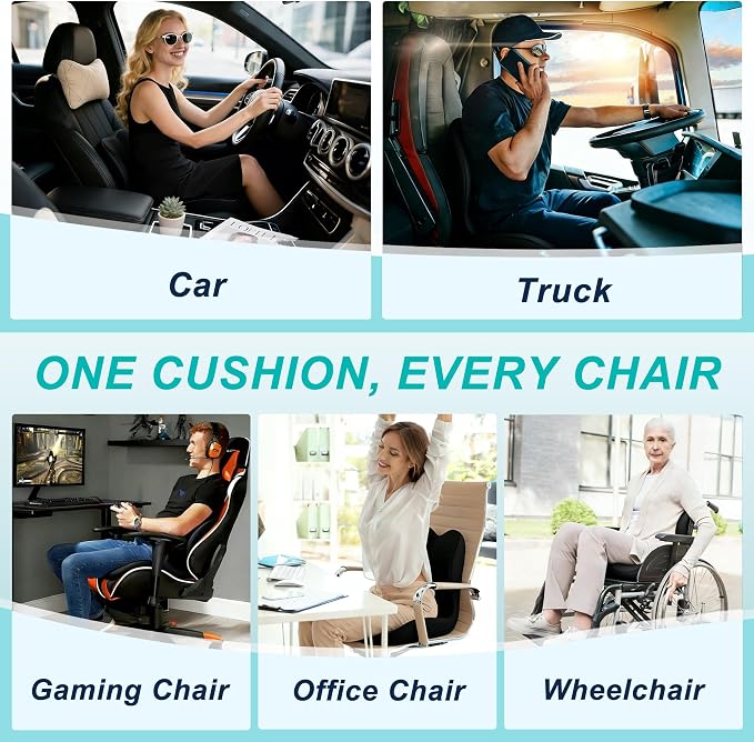 Seat Cushion for Office Chair and Car, Lumbar Support Pillow for Office Chair - Image 7