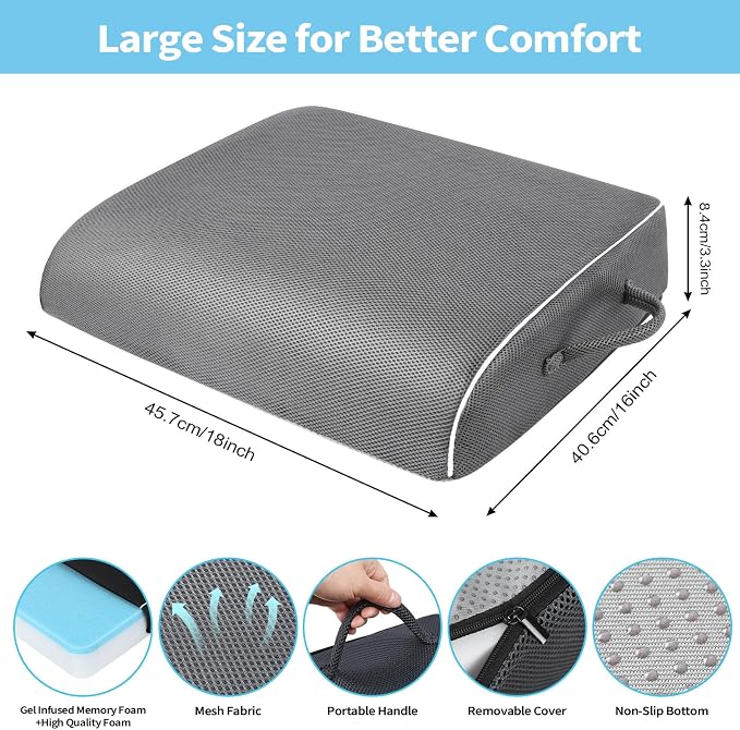 Large Memory Foam Seat Cushion, Non-Slip Cover Chair Pad - Image 2