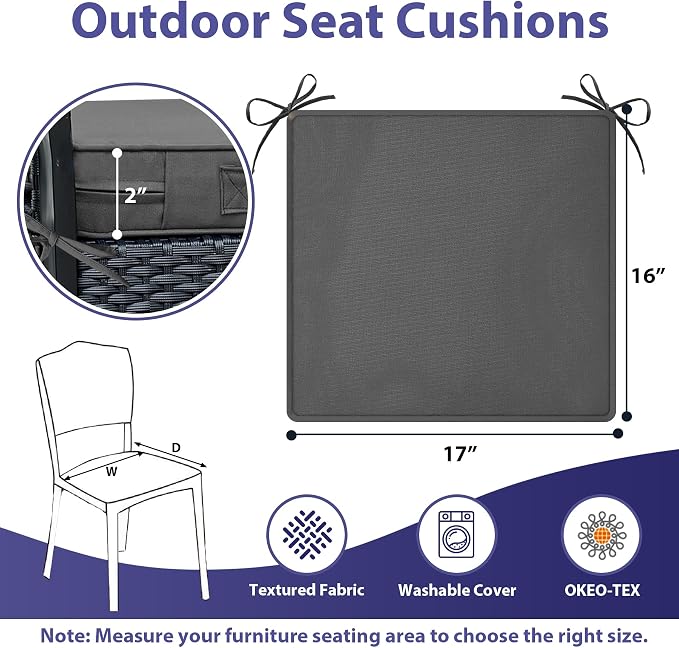IPYNBAP Outdoor Chair Cushions Set of 4 -Waterproof Outdoor Seat Cushions - Image 6