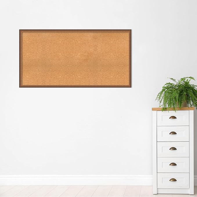 Amanti Art Natural Cork Board for Wall, 30x58 Vision Board with Bronze Frame, Oversize Corkboard Office Decor for Home Organization, Modern Corkboard Pinboard to Display Items for Home Organization-DeskLoop Office