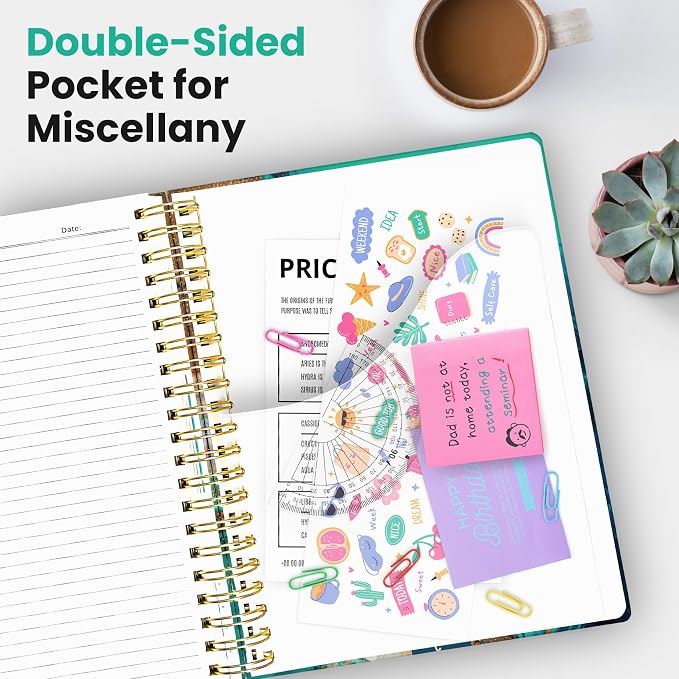 Large Lined Spiral Journal for Women Cute Hardcover 5 Subject Notebook for Work - Image 6