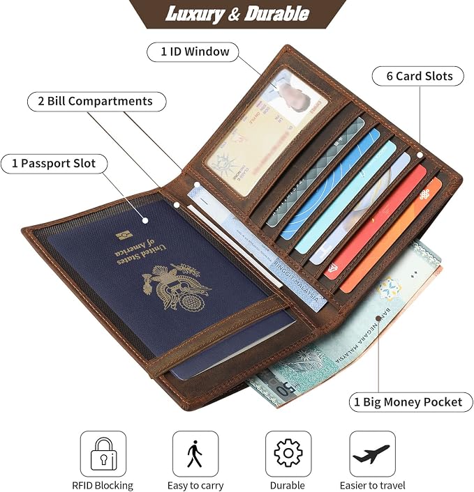 Jack&Chris Leather Passport Holder RFID Blocking Passport Travel Wallet Cover - Image 3