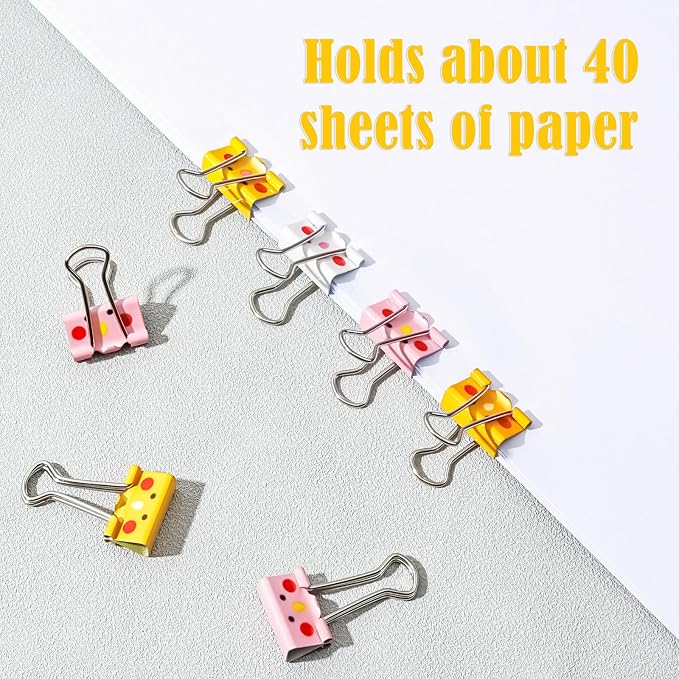 BAYTORY 32Pcs Cute Binder Clips, 3/4 Inch Small Binder Clips, Colored Paper Clip - Image 5