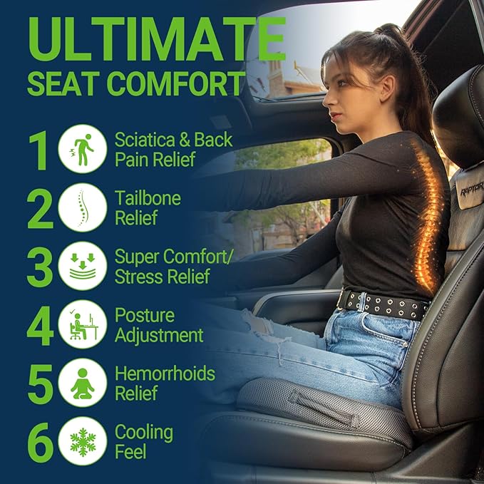 Gel Seat Cushion – Office Chair Cushion – Non-Slip Gel Memory Foam Coccyx Cushion for Tailbone Pain - Desk Chair Car Seat Cushion Driving - Sciatica Back Pain Relief, Mesh, Grey-DeskLoop Office