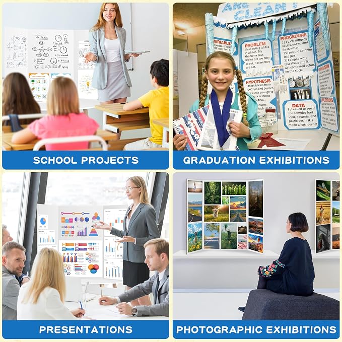 VinTS 36" x 48" Large Trifold Poster Board, 4 Pack White Corrugated Foldable - Image 8